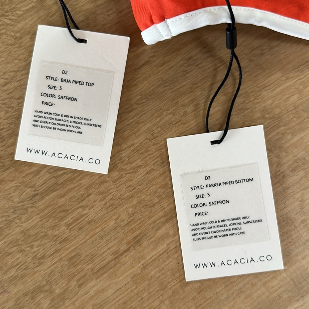 Acacia Swim: Baja Piped Top/ Parker Piped Bottom - Saffron / Size S - Picture 5 of 7